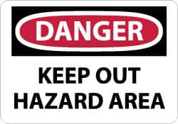 NMC - "Danger - Keep Out - Hazard Area", 14" Long x 20" Wide, Rigid Plastic Safety Sign - Rectangle, 0.05" Thick, Use for Accident Prevention - Exact Tooling