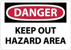 NMC - "Danger - Keep Out - Hazard Area", 14" Long x 20" Wide, Rigid Plastic Safety Sign - Rectangle, 0.05" Thick, Use for Accident Prevention - Exact Tooling