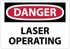 NMC - "Danger - Laser Operating", 10" Long x 14" Wide, Rigid Plastic Safety Sign - Rectangle, 0.05" Thick, Use for Accident Prevention - Exact Tooling
