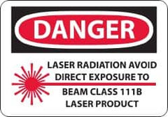 NMC - "Danger - Laser Radiation - Avoid Direct Exposure to Beam - Class 111b Laser Product", 10" Long x 14" Wide, Pressure-Sensitive Vinyl Safety Sign - Rectangle, 0.004" Thick, Use for Accident Prevention - Exact Tooling