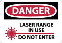 NMC - "Danger - Laser Range in Use - Do Not Enter", 10" Long x 14" Wide, Rigid Plastic Safety Sign - Rectangle, 0.05" Thick, Use for Security & Admittance - Exact Tooling