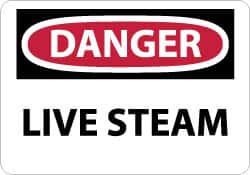 NMC - "Danger - Live Steam", 10" Long x 14" Wide, Pressure-Sensitive Vinyl Safety Sign - Rectangle, 0.004" Thick, Use for Accident Prevention - Exact Tooling