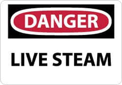NMC - "Danger - Live Steam", 10" Long x 14" Wide, Rigid Plastic Safety Sign - Rectangle, 0.05" Thick, Use for Accident Prevention - Exact Tooling