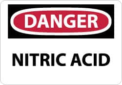 NMC - "Danger - Nitric Acid", 10" Long x 14" Wide, Rigid Plastic Safety Sign - Rectangle, 0.05" Thick, Use for Hazardous Materials - Exact Tooling