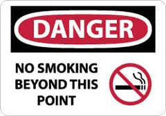 NMC - "Danger - No Smoking Beyond This Point", 10" Long x 14" Wide, Aluminum Safety Sign - Rectangle, 0.04" Thick, Use for Accident Prevention - Exact Tooling
