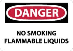 NMC - "Danger - No Smoking - Flammable Liquids", 10" Long x 14" Wide, Pressure-Sensitive Vinyl Safety Sign - Rectangle, 0.004" Thick, Use for Accident Prevention - Exact Tooling
