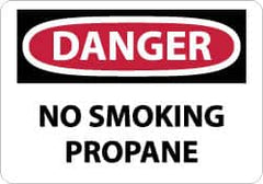 NMC - "Danger - No Smoking - Propane", 10" Long x 14" Wide, Rigid Plastic Safety Sign - Rectangle, 0.05" Thick, Use for Accident Prevention - Exact Tooling