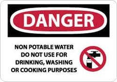 NMC - "Danger - Non Potable Water - Do Not Use for Drinking, Washing or Cooking Purposes", 10" Long x 14" Wide, Aluminum Safety Sign - Rectangle, 0.04" Thick, Use for Accident Prevention - Exact Tooling