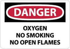 NMC - "Danger - Oxygen, No Smoking, No Open Flames", 10" Long x 14" Wide, Rigid Plastic Safety Sign - Rectangle, 0.05" Thick, Use for Accident Prevention - Exact Tooling