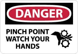 NMC - "Danger - Pinch Point - Watch Your Hands", 10" Long x 14" Wide, Aluminum Safety Sign - Rectangle, 0.04" Thick, Use for Accident Prevention - Exact Tooling
