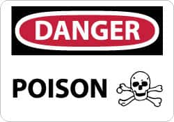 NMC - "Danger - Poison", 10" Long x 14" Wide, Pressure-Sensitive Vinyl Safety Sign - Rectangle, 0.004" Thick, Use for Hazardous Materials - Exact Tooling