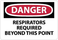 NMC - "Danger - Respirators Required Beyond This Point", 10" Long x 14" Wide, Pressure-Sensitive Vinyl Safety Sign - Rectangle, 0.004" Thick, Use for Accident Prevention - Exact Tooling
