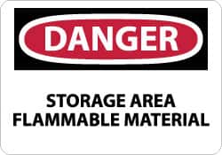 NMC - "Danger - Storage Area - Flammable Material", 10" Long x 14" Wide, Aluminum Safety Sign - Rectangle, 0.04" Thick, Use for Hazardous Materials - Exact Tooling