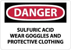 NMC - "Danger - Sulfuric Acid - Wear Goggles and Protective Clothing", 10" Long x 14" Wide, Rigid Plastic Safety Sign - Rectangle, 0.05" Thick, Use for Accident Prevention - Exact Tooling