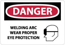 NMC - "Danger - Welding Arc Wear Proper Eye Protection", 10" Long x 14" Wide, Aluminum Safety Sign - Rectangle, 0.04" Thick, Use for Accident Prevention - Exact Tooling