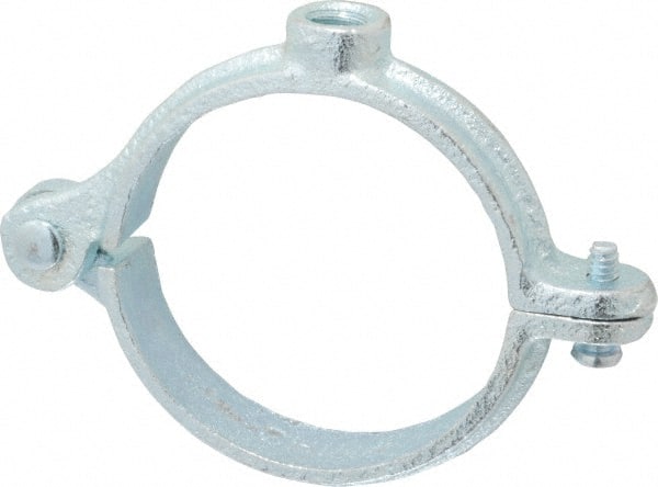 Empire - 2" Pipe, 3/8" Rod, Malleable Iron Split Ring Hanger - Electro Galvanized, 180 Lb Capacity - Exact Tooling