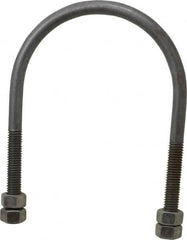 Empire - 1/2-13 UNC, 5-1/16" Long, Round U Bolt Clamp with No Mount Plate for 4" Pipe - 3" Thread Length, 4-1/2" Wide, Steel - Exact Tooling