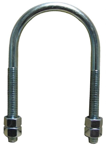 Empire - 1/2-13 UNC, 3-7/16" Long, Round U Bolt Clamp with No Mount Plate for 2-1/2" Pipe - 3" Thread Length, 3-3/4" Wide, Steel - Exact Tooling