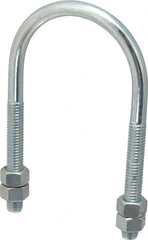 Empire - 3/8-16 UNC, 2-13/16" Long, Round U Bolt Clamp with No Mount Plate for 2" Pipe - 2-1/2" Thread Length, 3-1/4" Wide, Steel - Exact Tooling
