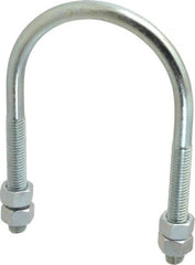 Empire - 1/2-13 UNC, 4-1/16" Long, Round U Bolt Clamp with No Mount Plate for 3" Pipe - 3" Thread Length, 4" Wide, Steel - Exact Tooling