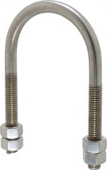 Empire - 1/2-13 UNC, 3-7/16" Long, Round U Bolt Clamp with No Mount Plate for 2-1/2" Pipe - 3" Thread Length, 3-3/4" Wide, Grade 304 Stainless Steel - Exact Tooling