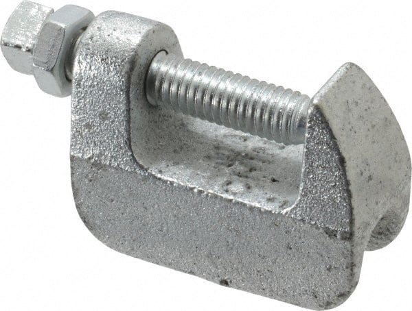 Empire - 1-1/4" Max Flange Thickness, 1/2" Rod Wide Jaw Top Beam Clamp - 500 Lb Capacity, Ductile Iron - Exact Tooling