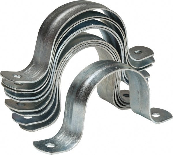 Empire - 2 Pipe, Carbon Steel, Galvanized Pipe, Conduit or Tube Strap - 2 Mounting Holes - Exact Tooling