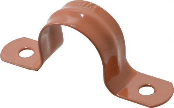 Empire - 3/4 Pipe, Carbon Steel, Copper Plated Pipe, Conduit or Tube Strap - 2 Mounting Holes - Exact Tooling