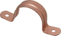 Empire - 1-1/2 Pipe, Carbon Steel, Copper Plated Pipe, Conduit or Tube Strap - 2 Mounting Holes - Exact Tooling