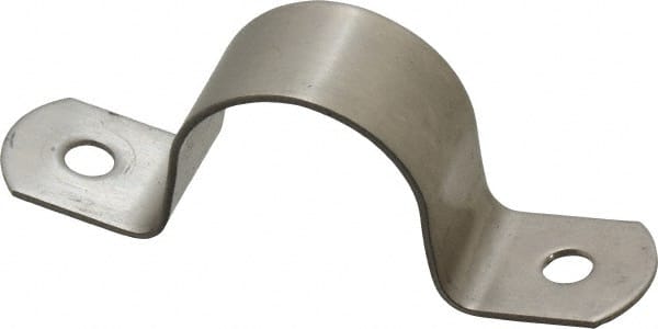 Empire - 1 Pipe, Grade 304 Stainless Steel, Pipe, Conduit or Tube Strap - 2 Mounting Holes - Exact Tooling