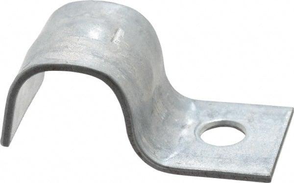 Empire - 3/8" Pipe, Carbon Steel, Electro Galvanized" Pipe or Conduit Strap - 1 Mounting Hole - Exact Tooling