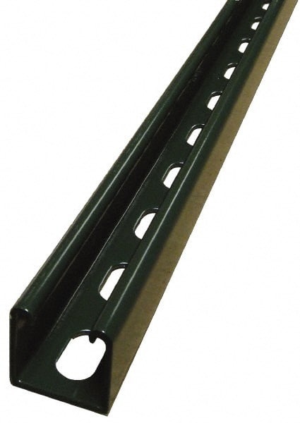 Empire - 10' Long x 1-5/8" Wide x 1-5/8" High, 14 Gauge, Carbon Steel, Punched Framing Channel & Strut - Green Painted - Exact Tooling