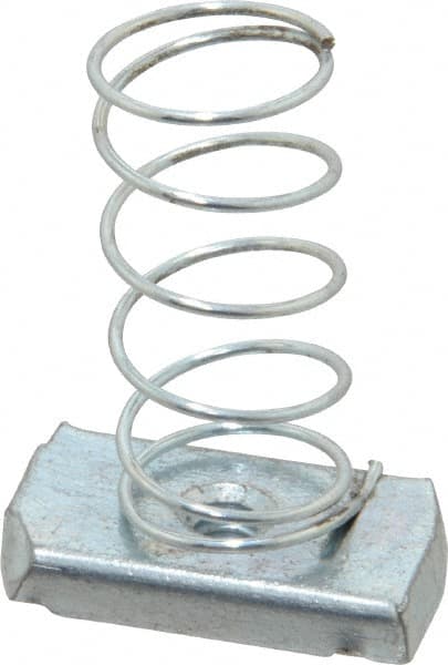 Empire - 1/4" Rod, Electro Galvanized Carbon Steel Spring Strut Nut - Used for Attaching Hanger Rod or Other Accessories to Strut - Exact Tooling