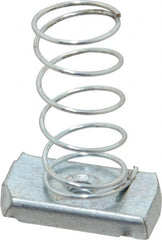 Empire - 1/4" Rod, Electro Galvanized Carbon Steel Spring Strut Nut - Used for Attaching Hanger Rod or Other Accessories to Strut - Exact Tooling