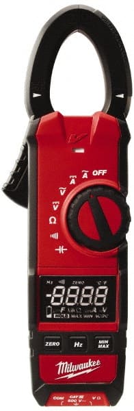 Milwaukee Tool - 2237-20, CAT III, Digital True RMS Clamp Meter with 1.3" Clamp On Jaws - 600 VAC/VDC, 600 AC/DC Amps, Measures Voltage, Capacitance, Continuity, Current, Resistance - Exact Tooling