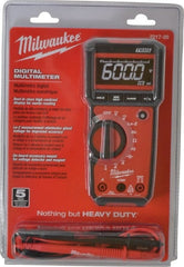 Milwaukee Tool - 2217-20, CAT III, 600 VAC/VDC, Digital True RMS Auto Ranging Multimeter - 40 mOhm, Measures Voltage, Capacitance, Current, Frequency, Resistance, Temperature - Exact Tooling