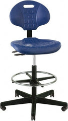Bevco - 21 to 31" High Adjustable Height Swivel Stool - 27" Wide x 27" Deep, Polyurethane Seat, Blue - Exact Tooling
