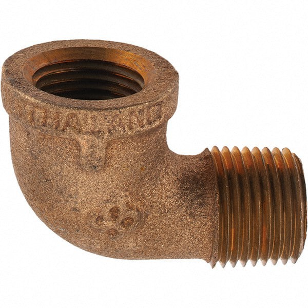 Merit Brass - Class 125, 1/2" Internal Pipe, Brass 90° Street Elbow - FNPT x MNPT - Exact Tooling
