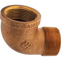 Merit Brass - Class 125, 1-1/4" Internal Pipe, Brass 90° Street Elbow - FNPT x MNPT - Exact Tooling