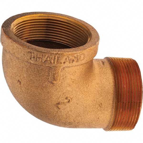 Merit Brass - Class 125, 2" Internal Pipe, Brass 90° Street Elbow - FNPT x MNPT - Exact Tooling