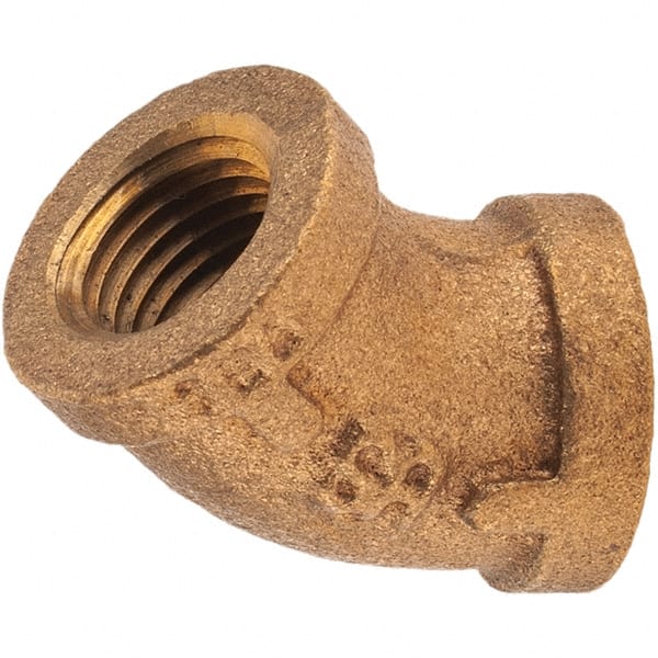 Merit Brass - Class 125, 1/4" Internal Pipe, Brass 45° Street Elbow - FNPT x FNPT - Exact Tooling