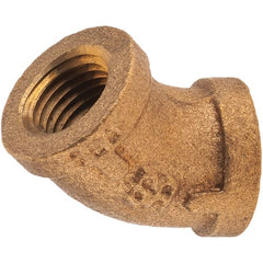 Merit Brass - Class 125, 1/4" Internal Pipe, Brass 45° Street Elbow - FNPT x FNPT - Exact Tooling