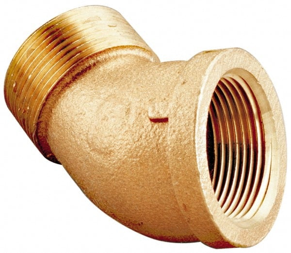 Merit Brass - Class 125, 3/4" Internal Pipe, Lead Free Brass 45° Street Elbow - FNPT x MNPT - Exact Tooling