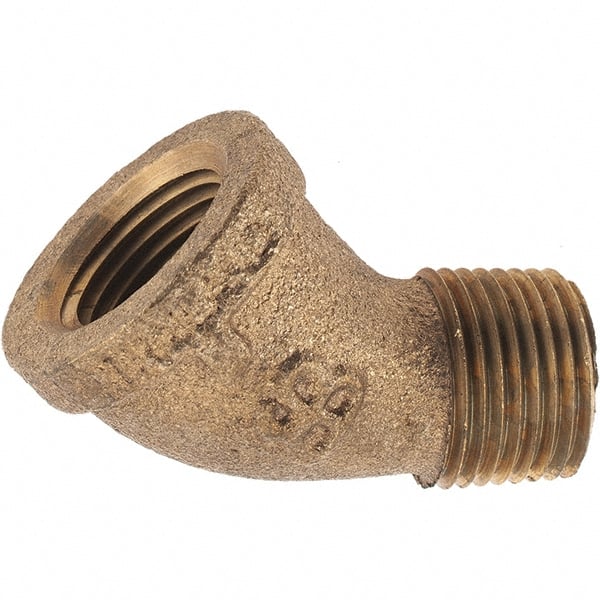 Merit Brass - Class 125, 3/8" Internal Pipe, Brass 45° Street Elbow - FNPT x MNPT - Exact Tooling