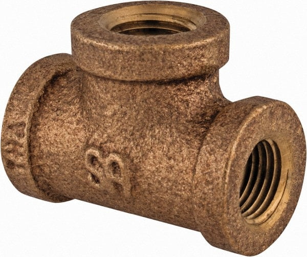 Merit Brass - Class 125, 1-1/2" Internal Pipe, Lead Free Brass Tee - FNPT x FNPT x FNPT - Exact Tooling