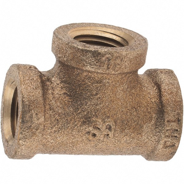 Merit Brass - Class 125, 1/4" Internal Pipe, Brass Tee - FNPT x FNPT x FNPT - Exact Tooling