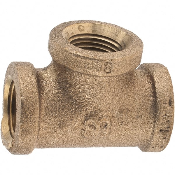Merit Brass - Class 125, 3/8" Internal Pipe, Brass Tee - FNPT x FNPT x FNPT - Exact Tooling