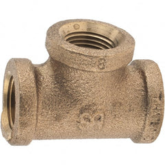 Merit Brass - Class 125, 3/8" Internal Pipe, Brass Tee - FNPT x FNPT x FNPT - Exact Tooling