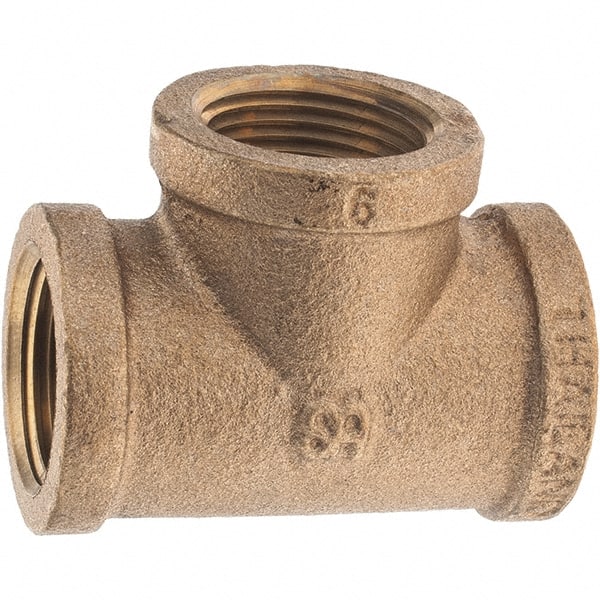 Merit Brass - Class 125, 3/4" Internal Pipe, Brass Tee - FNPT x FNPT x FNPT - Exact Tooling