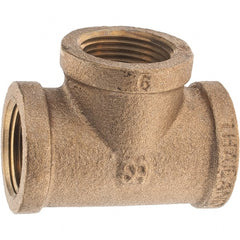 Merit Brass - Class 125, 3/4" Internal Pipe, Brass Tee - FNPT x FNPT x FNPT - Exact Tooling